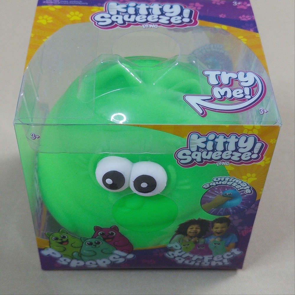 Kitty Squeeze Squishy Toy Kids One Size Green Sensory Stress Reliever‎ NIB